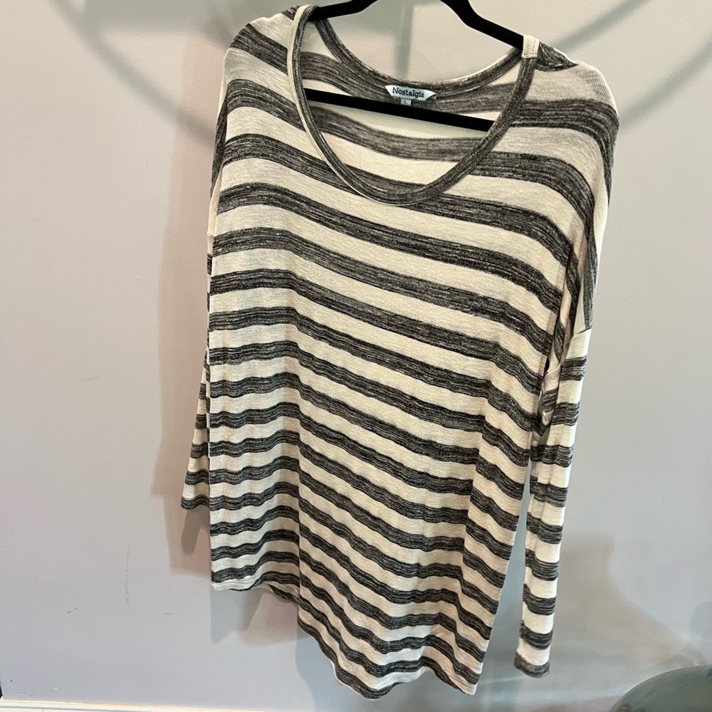 Grey and white striped top